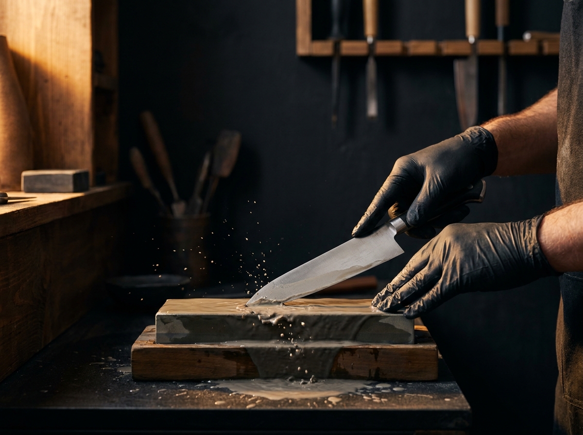 Sharpening on whetstone